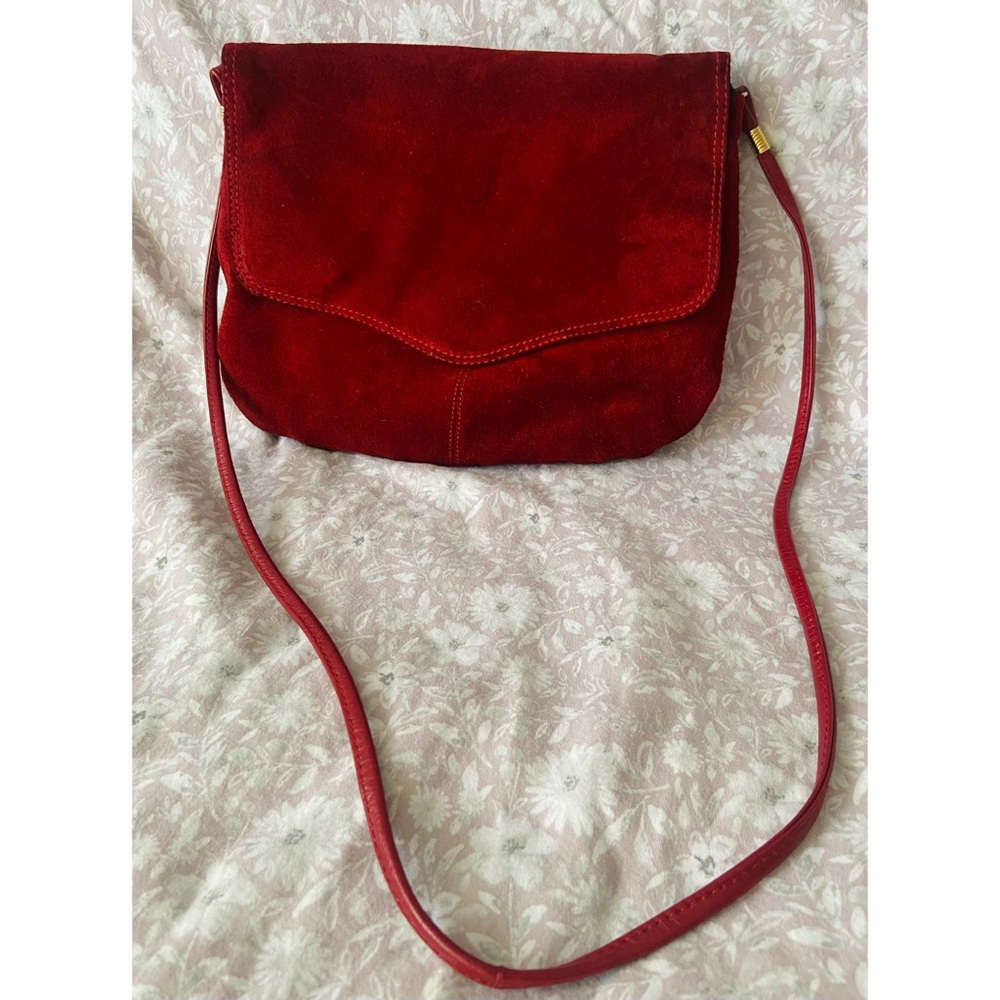 Vintage Faigen Burgundy Suede Leather Purse Bag